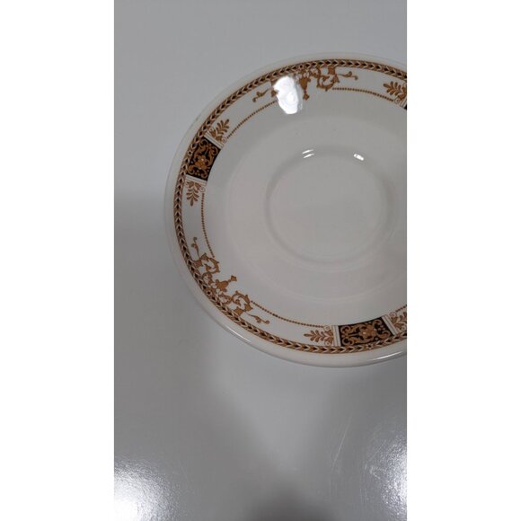 Syracuse China Webster Pattern Saucer Plate Gold Brown Design USA - Picture 4 of 7